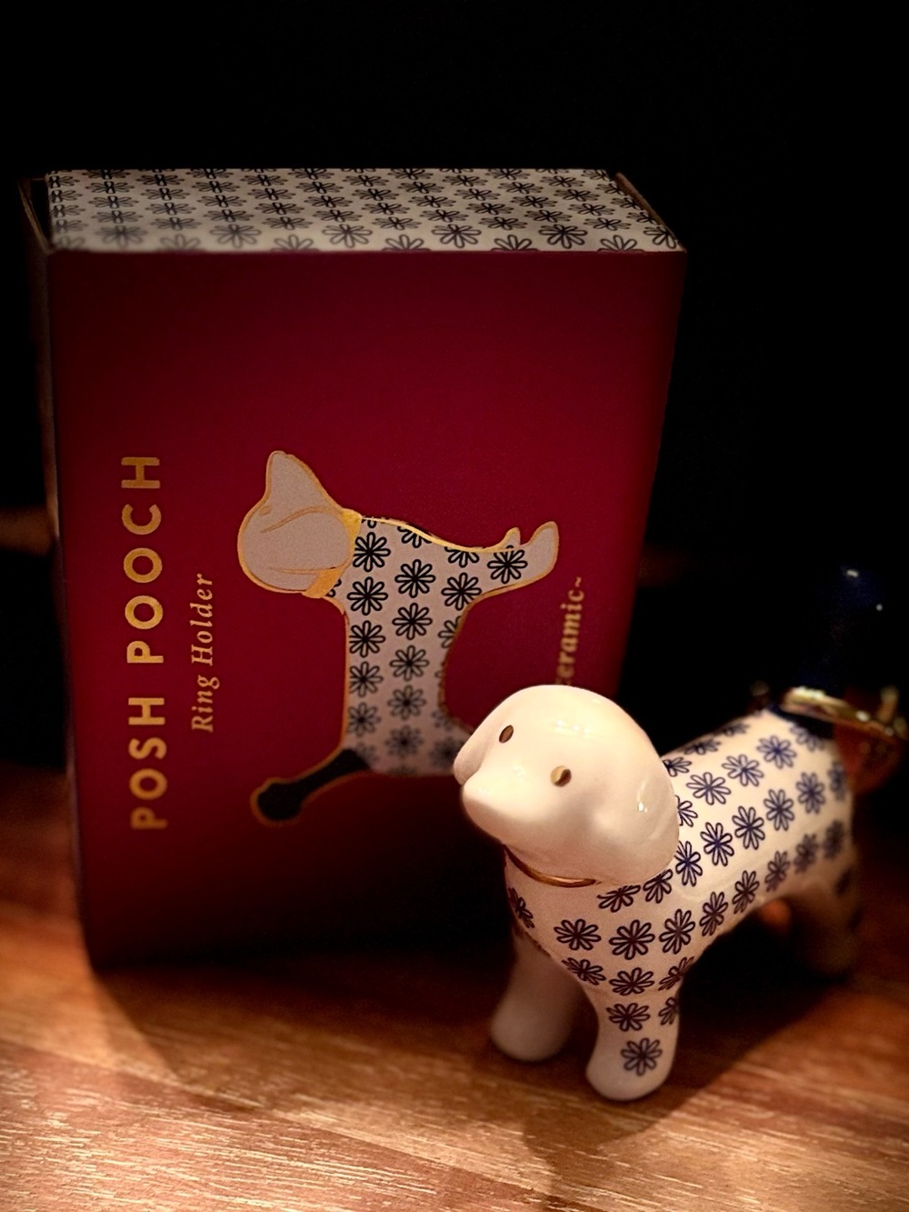 Posh Pooch Blue & White Ceramic Dog Ring Holder by 2Chic